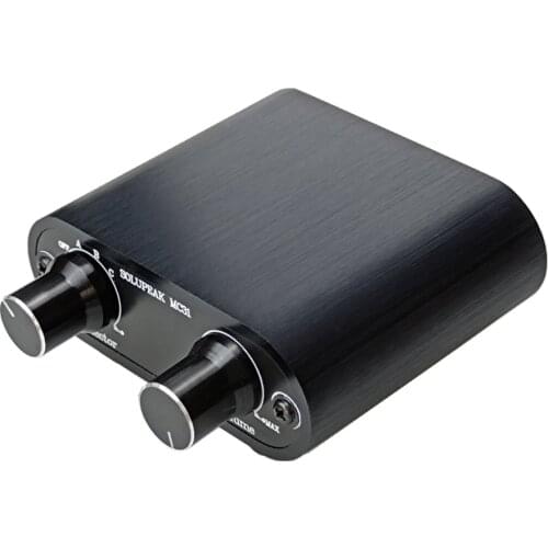 3.5mm Audio Switch with line Volume Controller, 3 in 1 Out 1/8" aux switcher Splitter selector Box, Mini Inline attenuator Volum