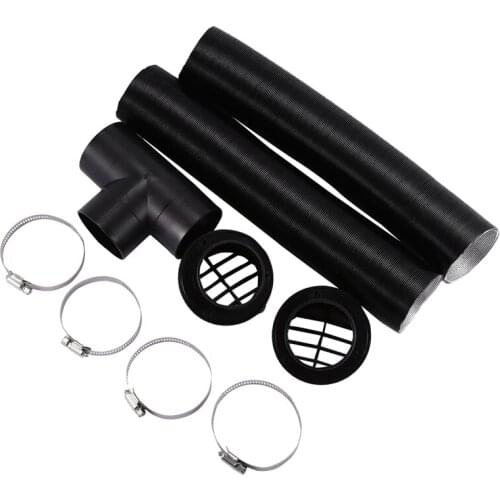 60mm Car Auto Heater Pipe Duct T Piece Warm Air Outlet Vent Hose Clips Set for Parking Heater Webasto Eberspacher