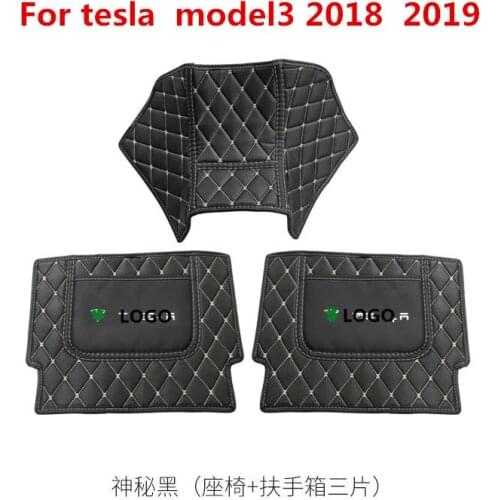 Car armrest box Back row anti kicking pad holster Artificial Leather For tesla Tesla model3 2018 2019 Accessories Car-styling