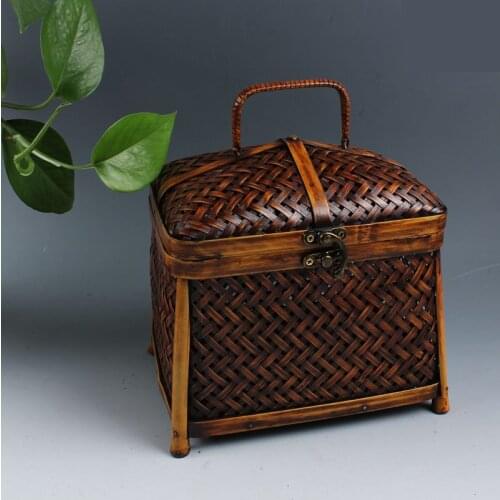 Bamboo tea box tea set storage basket bamboo tea ceremony accessories tea ceremony storage and decoration