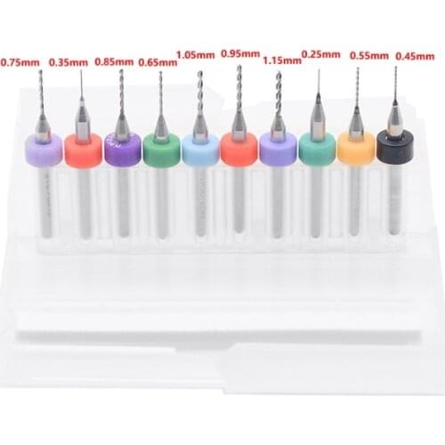 Free shipping 10pcs/Set HighQuality Hard Alloy PCB Print Circuit Board Carbide Micro Drill Bits Tool 0.25 to 1.15mm for SMT CNC