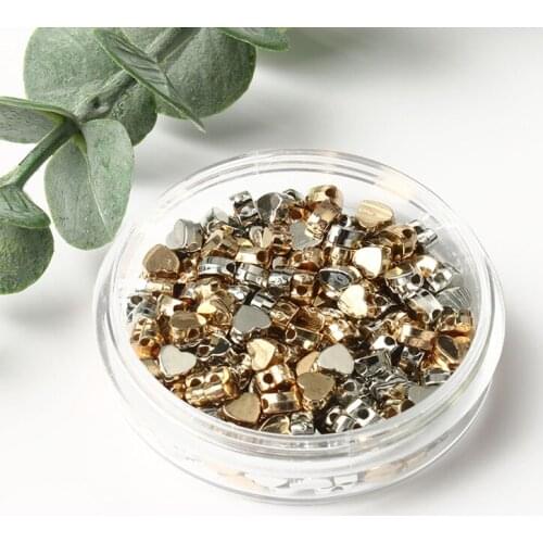 Wholesale 5*3mm 6*3.5mm 100-400pcs Mixed Color Plated CCB Heart Seed Spacer Loose Beads For Jewelry making DIY Necklace Bracelet