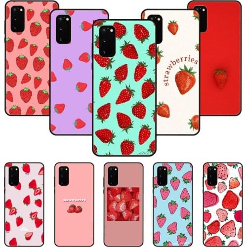 Phone Case For SamSung Galaxy S Note 10 20 7 6 9 8 Plus Edge E Ultra Lite Black Cover Prime Fashion Back Cute Fruit Strawberry