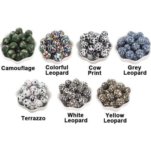Chenkai 100PCS 15MM Silicone Leopard print Beads Baby Round Shaped Beads Teething BPA Free DIY Sensory Chewing Toy Accessories
