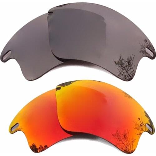 Black & Orange Red Mirrored Polarized Replacement Lenses for Fast Jacket XL Frame 100% UVA & UVB