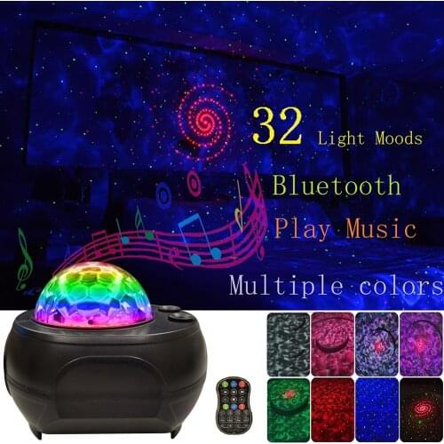 Colorful Starry Sky Projector Blueteeth USB Voice Control Music Player LED Night Light USB Charging Projection Lamp Kids Gift