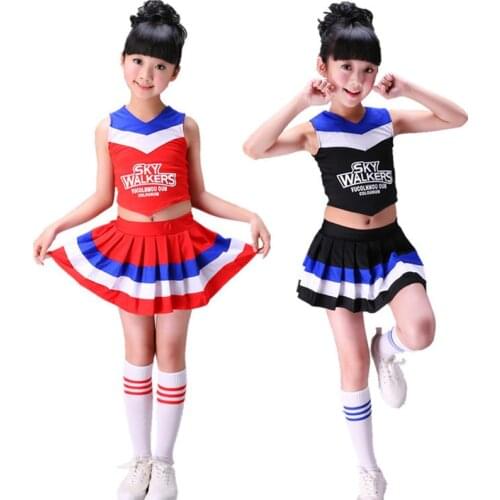 Children Competition Girls Cheerleader Dance Costume Pleated Skirt Set Stage Aerobics Kids Cheer School Uniform Team Uniforms