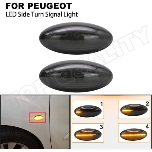 2X Dynamic LED Side Marker Turn Signal Light Indicator Blinker Lamp For Peugeot 206 206CC 1998-2007 407 2004-2011 607 2000-2010