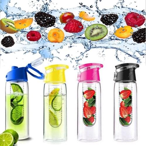 Flesh Fruit Infusing Infuser Water Lemon Juice Health Eco-Friendly BPA Flip Lid Detox Bottle 700ml 800ml