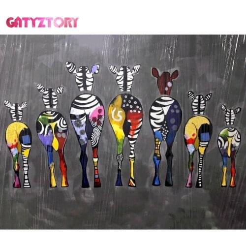 GATYZTORY Paint By Numbers Kits DIY Animals Oil Painting By Numbers On Canvas Deer Frameless Digital Handpaint Home Decor