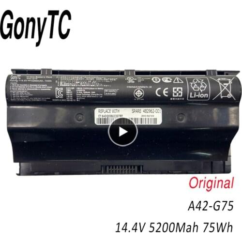 GONYTC A42-G75 Laptop Battery For Asus G75VW G75 G75VX G75V 3D A42-G75 G75VM G75VW-DS73 G75VW-FS71 G75VW-FS72