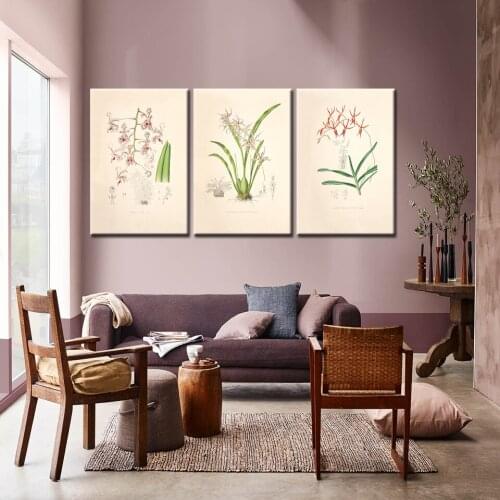 Nordic style multicolor flower decoration painting canvas painting 3 modular wallpaper poster print living room home decoration