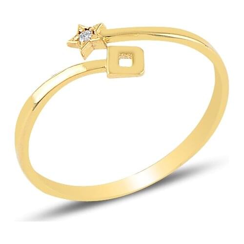 Diamond Star D Letter Ring