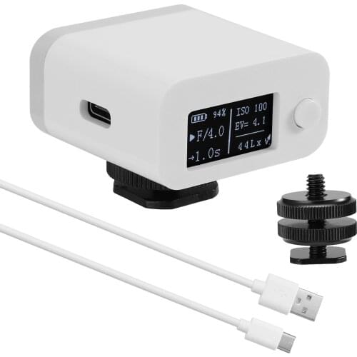 M08 Light Meter Camera for Photography Photometer Set-top Reflection Light Meter Hot/Cold Shoe Fixing Camera Light Meter White