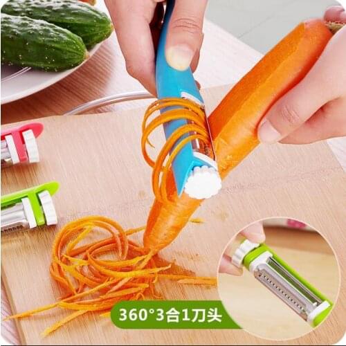 Multifunctional Three-in-one Rotate Cutting Head Peeler Creative Fruits and Vegetables Grater Kitchen Planer Knives