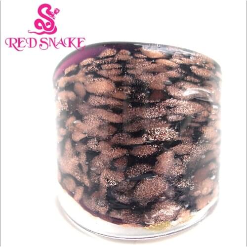 RED SNAKE Fashion Ring Pure Handmade black with golden sand drops design Murano Glass Rings