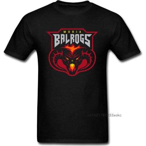 Demon Team Of Might Tops Tee Shirts Men Balrogs T-shirt Fire Monster Clothing Cartoon T Shirt Mens Cotton Tshirt Black