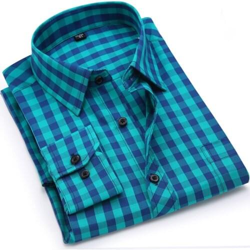 Men Plaid Shirt 100% Cotton Spring Autumn Casual Long Sleeve Shirt Soft Comfort Slim Fit Styles Brand Man Clothes
