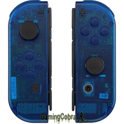 Custom Transparent Clear Blue Housing Shell Cover with Full Set Buttons for Nintendo Switch Joy-Con Controller