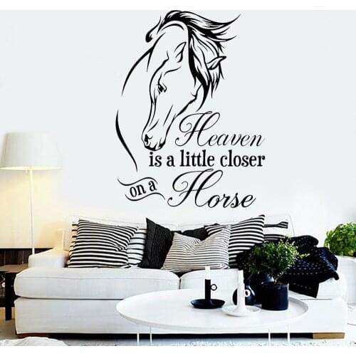 Heaven is a Little Closer on a Horse Quote Wall Stickers Vinyl Bedroom Decor Art Wall Sticker Animal Pattern Home Mural Z356