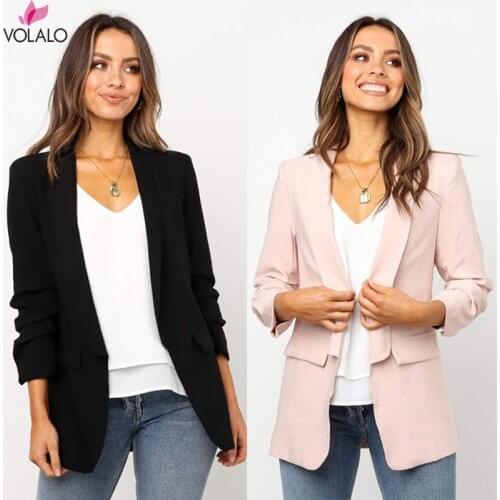 Bodycon Coat Office Lady Suit Solid Jacket Casual Business Small Suit Long Sleeve Womens Jackets Fashion Slim Tops Female Coats
