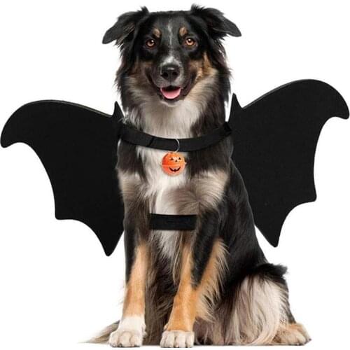 Pet Dog Collar Cat Bat Wings With Adjustable Felt Tape Dog Harness Pumpkin Bell Pet Costumes Halloween Prop For Masquerade Party
