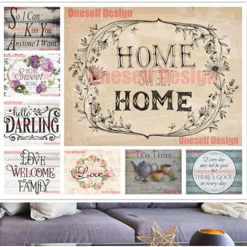 Popular 5d diamond painting full square home sweet family rhinestone pictures 5d diamond embroidery sale livingroom wall sticker