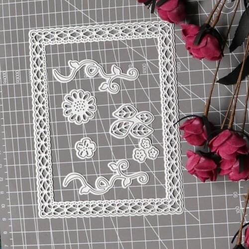 Rectangle Flower Leaf Vine Frame Metal Dies Cutting Mold Stencil for DIY Scrapbooking Paper Album Photo Cards Making Die Cut