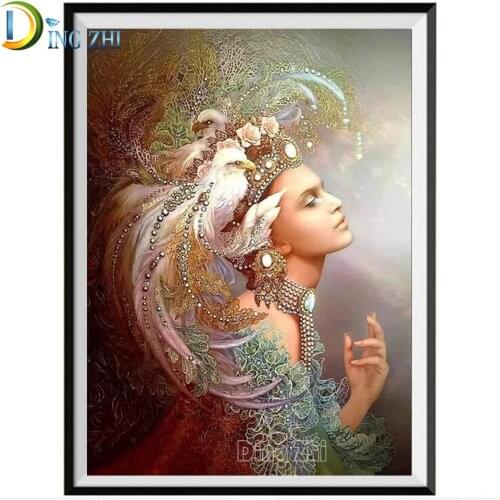 Crystal Embroidery Cross Stitch Colorful Flower Woman Home Decor Gift Round 3D Diy Square Diamond Painting Mosaic Portrait Kits