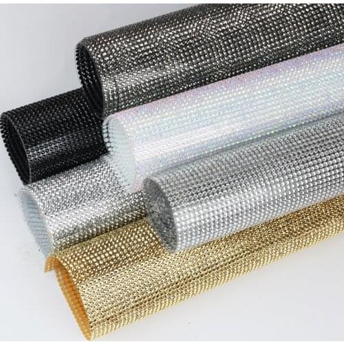 1Roll Self-Adhesive Gold /Sliver Crystal AB Rhinestone Mesh Sheet Sticker Flatback Resin Rhinestone Trim For DIY Craft Decor