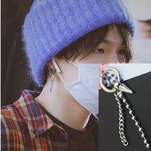 KPOP DNA Korean Simple 1pc Fashion Jewelry Bangtang Boys Earrings Suga Ear Stud Earrings For Women Men