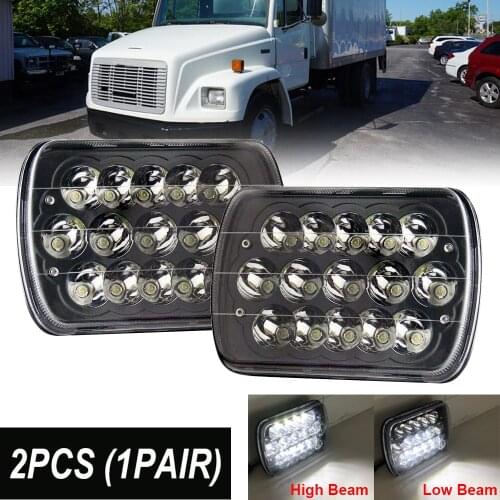 Pair 7X6 LED Headlight Black Hi/Lo beam For Nissan Pickup Hardbody 240SX D21 NX Jeep YJ XJ Freightliner FL 50 60 GMC Ford F250
