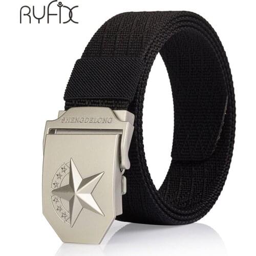 Canvas belt metal buckle Stars nylon military belt Army tactical belts for Men top quality strap pure color NS33