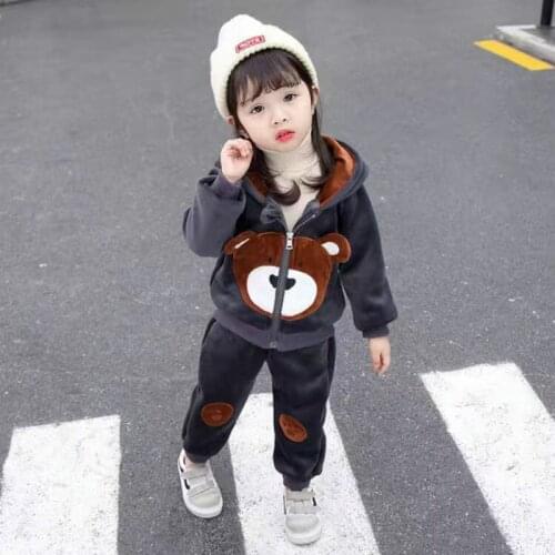 Winter Thick Warm Girls Clothing Set Plush Cotton Suit For Baby Girl Cold Toddler Children Clothes Boy Autumn Hoodies Sweatshirt