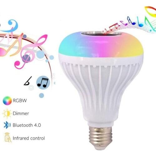Smart E27 RGB Bluetooth Speaker LED Bulb Light Music Playing Dimmable Audio Wireless Led Lamp with 24 Keys Remote Control