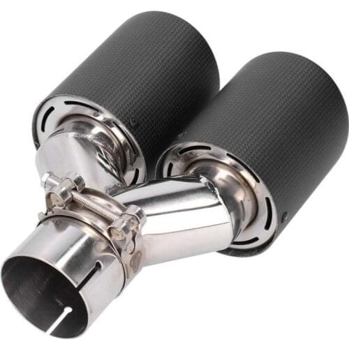 Matte Carbon Fiber Tail Exhaust Pipe Dual Outlet Universal Y Shape Exhaust Tips Auto accessories