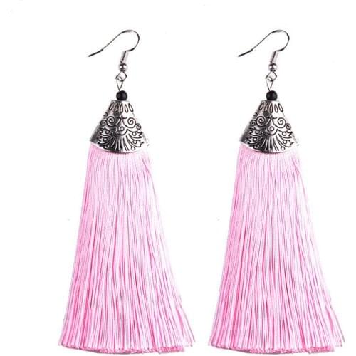 Kolczyki Damskie Tassel Earrings Black Red Fringe Party Boho Earing Earings Czarne Ohrringe Tthenic Ethno Bohemia Vintage Retro