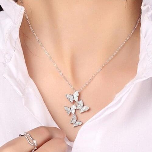 LAMOON 925 Sterling Silver Delicate Butterfly Pendant Necklace for Women Collarbone Chain Designer Fine Jewelry 2019 Hot LMNI085