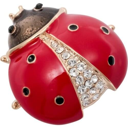 3.3 x 3 cm Cute Rhinestone Crystal Enamel Ladybug Insect Pin Brooch