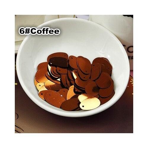 400pcs/lot 12*20mm Large Oval Egg Shape Sequins PVC Sequin Flat With Side Hole Belly Dance Garment Women Accessory Coffee Brown