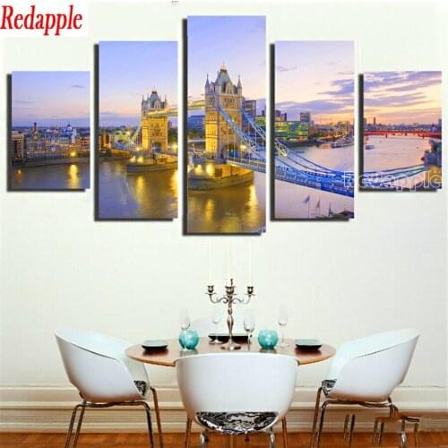 5Pcs Mordern Building diamond Painting Golden Gate Bridge scenic Decoration diamond embroidery Home Decoration for Living Room