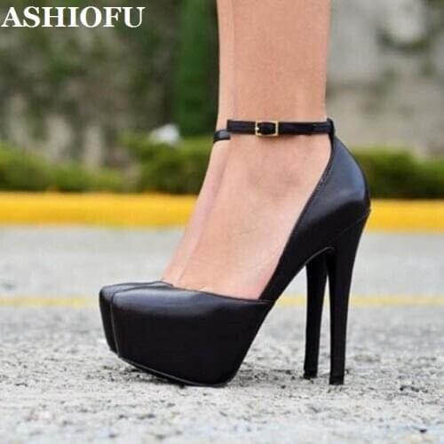ASHIOFU Handmade Womens High Heel Pumps D'orsay Style Office Party Prom Shoes Sexy Platform Dating Fashion Court Shoes