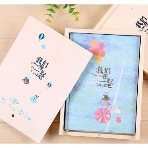 [ BMDM ] We Together Series Notebook Color Pages Cloth Cover Creative Diary Wooden Box Notepad A5