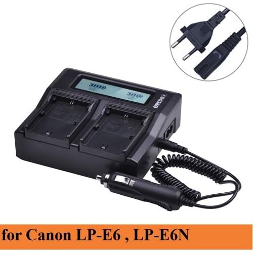 Rapid Dual Battery Charger for Canon LP-E6 LP-E6N LP E6 E6N Battery, EOS 6D 7D 5D Mark II III IV 60D 60Da 70D 80D 5DS R XC10