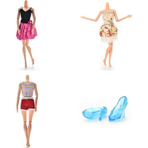 Flower Doll Dresses Package Hip Skirt For Doll Handmade Dolls Dress Accessories Summer Clothes Dollhouse Shoes Gifts