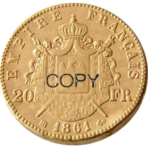 France 20 Franc 1861B Gold Plated Copy Coin