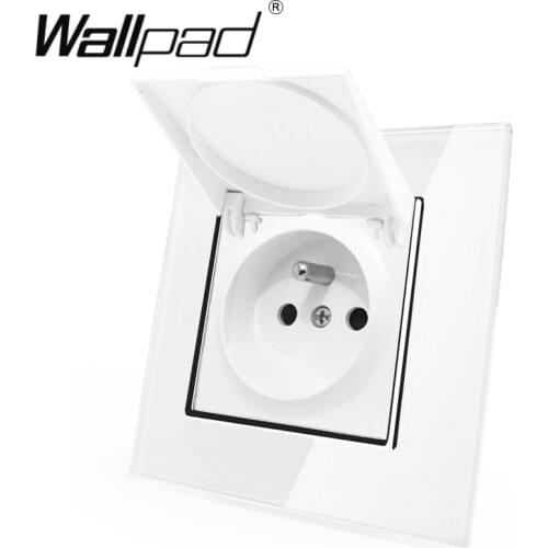French Dust Cap Wall Socket Wallpad White Crystal Glass Panel 110V-250V Schuko Wall Power Socket EU with Claws Hook Clips