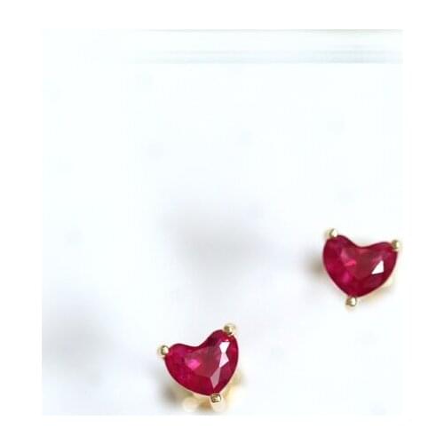 Exquisite Noble Rose Red Love Heart Earrings Luxury Simple Mini Gold Plated Women Earrings Korean Women Fashion Party Jewelry