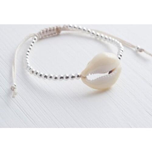Cowrie Shell Silver Plated Adjustable Ocean Cowrie Bracelet Beach Days Jewelry