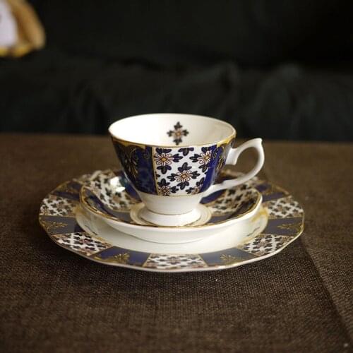 Bone China Earl Blue Cross Court Style Coffee Cup&Saucer/Dinner Plate Afternoon Tea Set